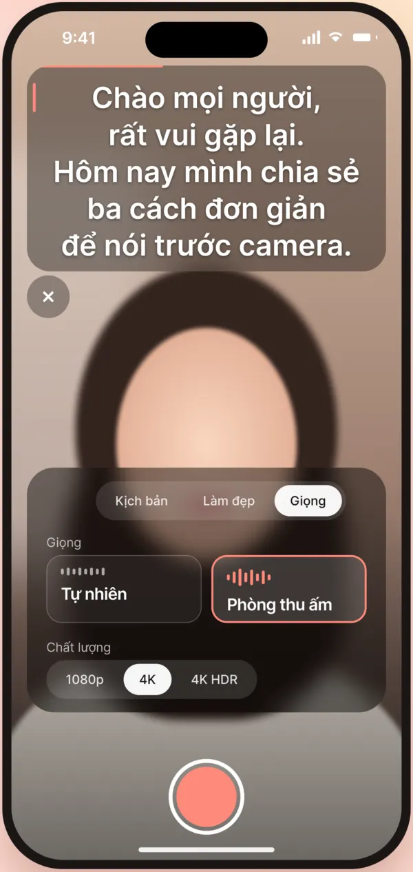 Màn điều chỉnh giọng nói trong CamLit