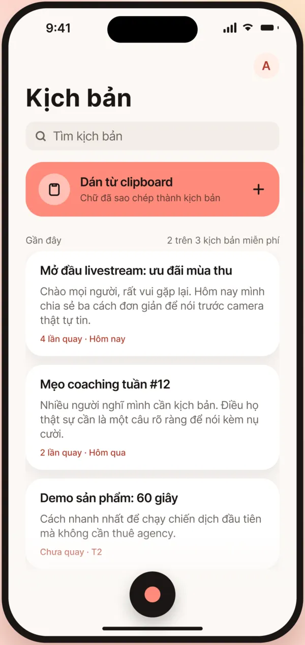 Thư viện kịch bản trong CamLit
